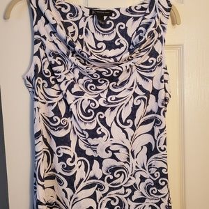 Denim Blue with White Paisley Scrolls